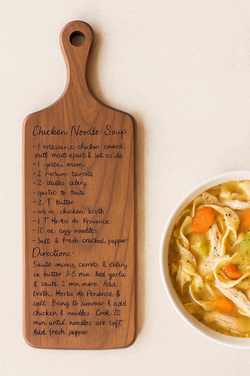 Custom Black Walnut Cutting Board with Handwritten Recipe Engraved – Memorial Gift, Heirloom Kitchen Keepsake, Personalized Gift