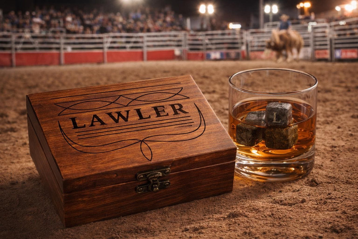 Personalized Whiskey Stones Gift Set with Custom Engraved Wooden Box – Unique Father's Day Gift for Him, Groomsman Gift, Birthday Gift