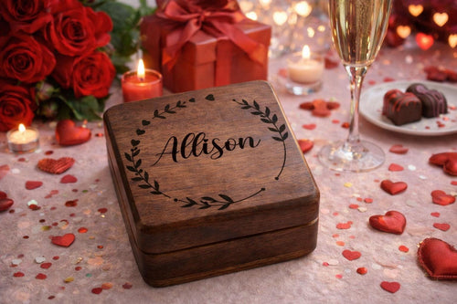 Custom Engraved Walnut Jewelry Box with Name or Initials – Personalized Wooden Gift for Bridesmaids, Birthdays, Weddings, or Holidays