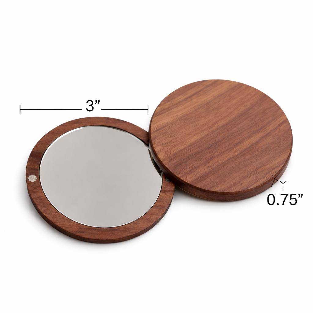 Personalized Wooden Compact Mirror with Engraved Name or Initials, Custom Bridesmaid Gift, Wedding Favor, Purse Mirror, Birthday Gift Idea