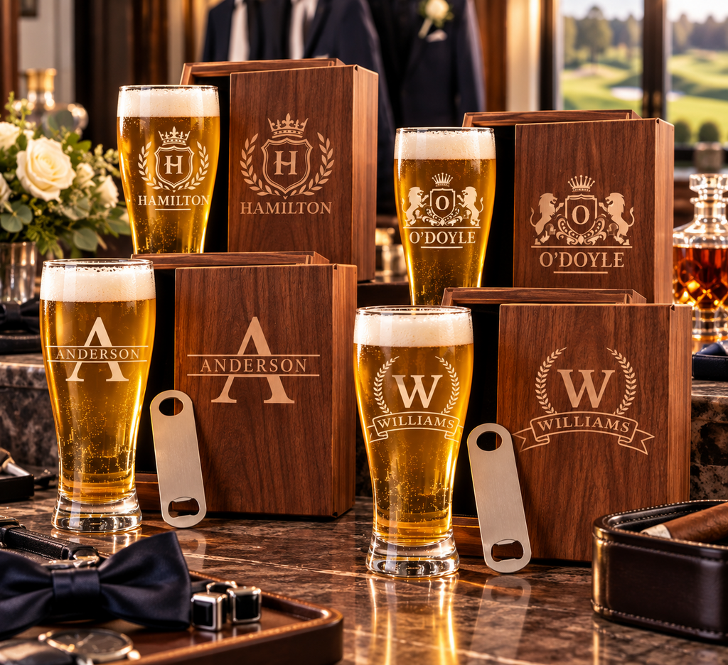 Examples of personalized pilsner gift sets