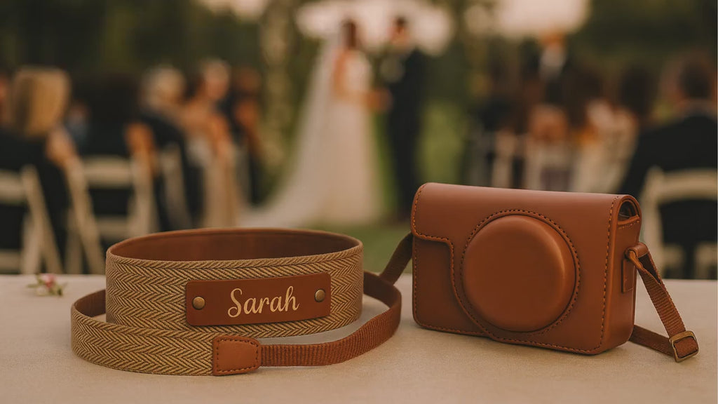Personalized Camera Strap with Vegan Leather Case | Custom DSLR Camera Strap with Name | Gift for Photographers, Canon SX740 Case